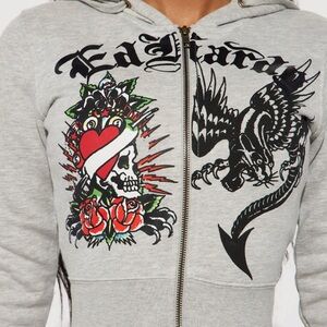 Ed Hardy Gray Graphic Hoodie